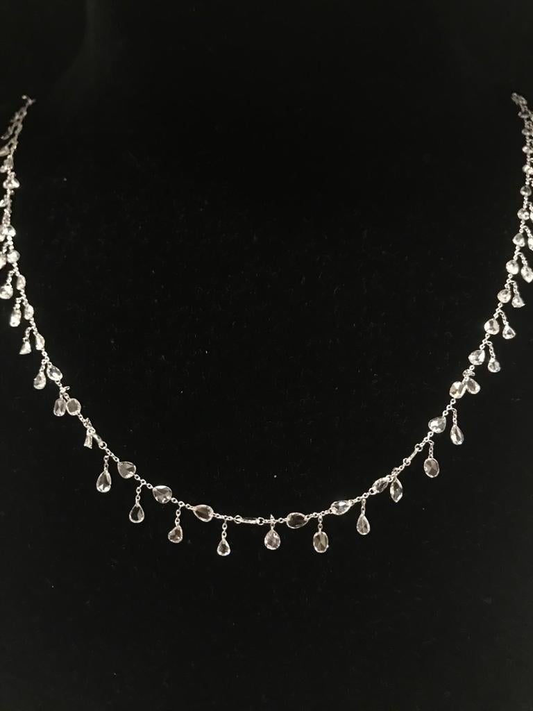 PANIM 7.59 Carat Floral Rosecut Mix Shape Necklace in White Gold Necklace For Sale 11
