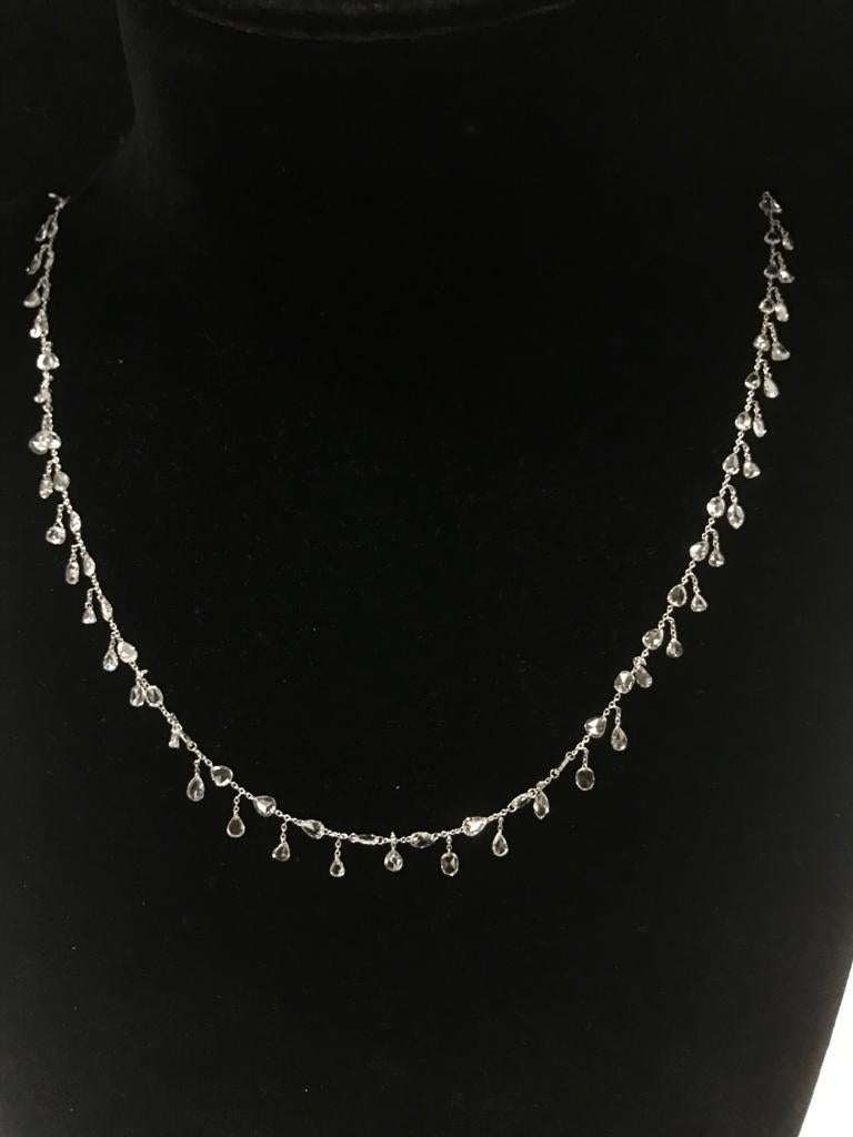 PANIM 7.59 Carat Floral Rosecut Mix Shape Necklace in White Gold Necklace For Sale 12