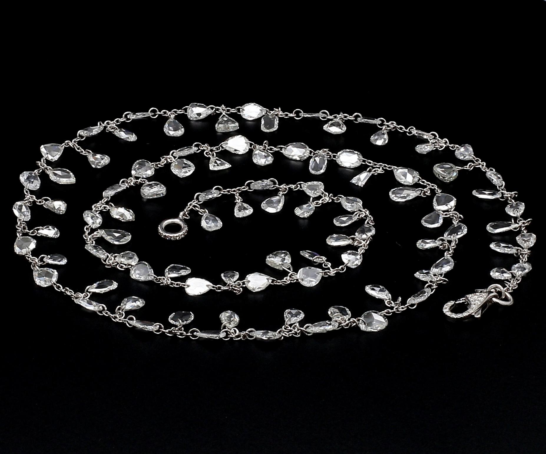 PANIM 7.59 Carat Floral Rosecut Mix Shape Necklace in White Gold Necklace In New Condition For Sale In Tsim Sha Tsui, Hong Kong