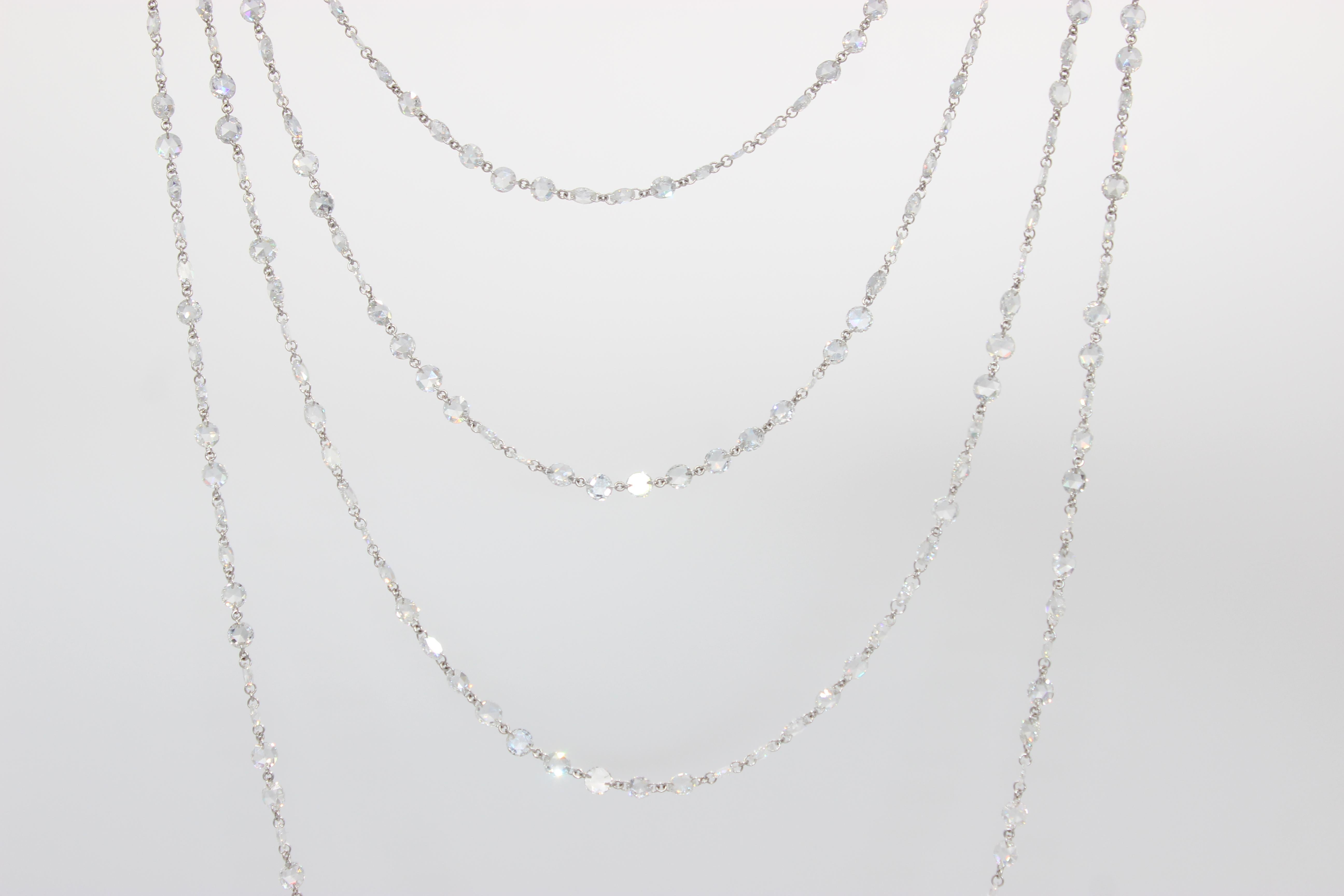 Modern PANIM 37.59cts Diamond Rosecut Chain Necklace For Sale