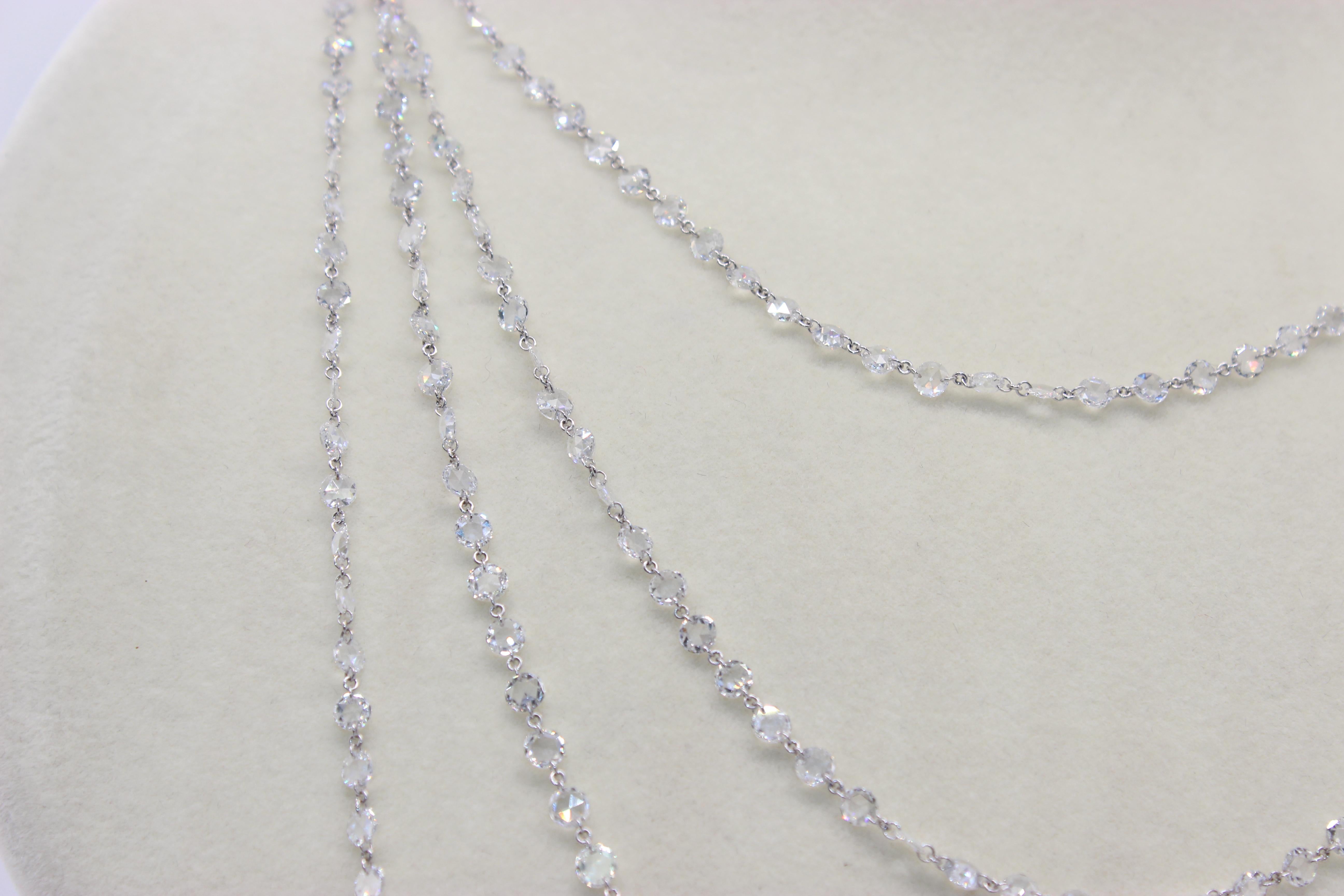 PANIM 37.59cts Diamond Rosecut Chain Necklace In New Condition For Sale In Tsim Sha Tsui, Hong Kong