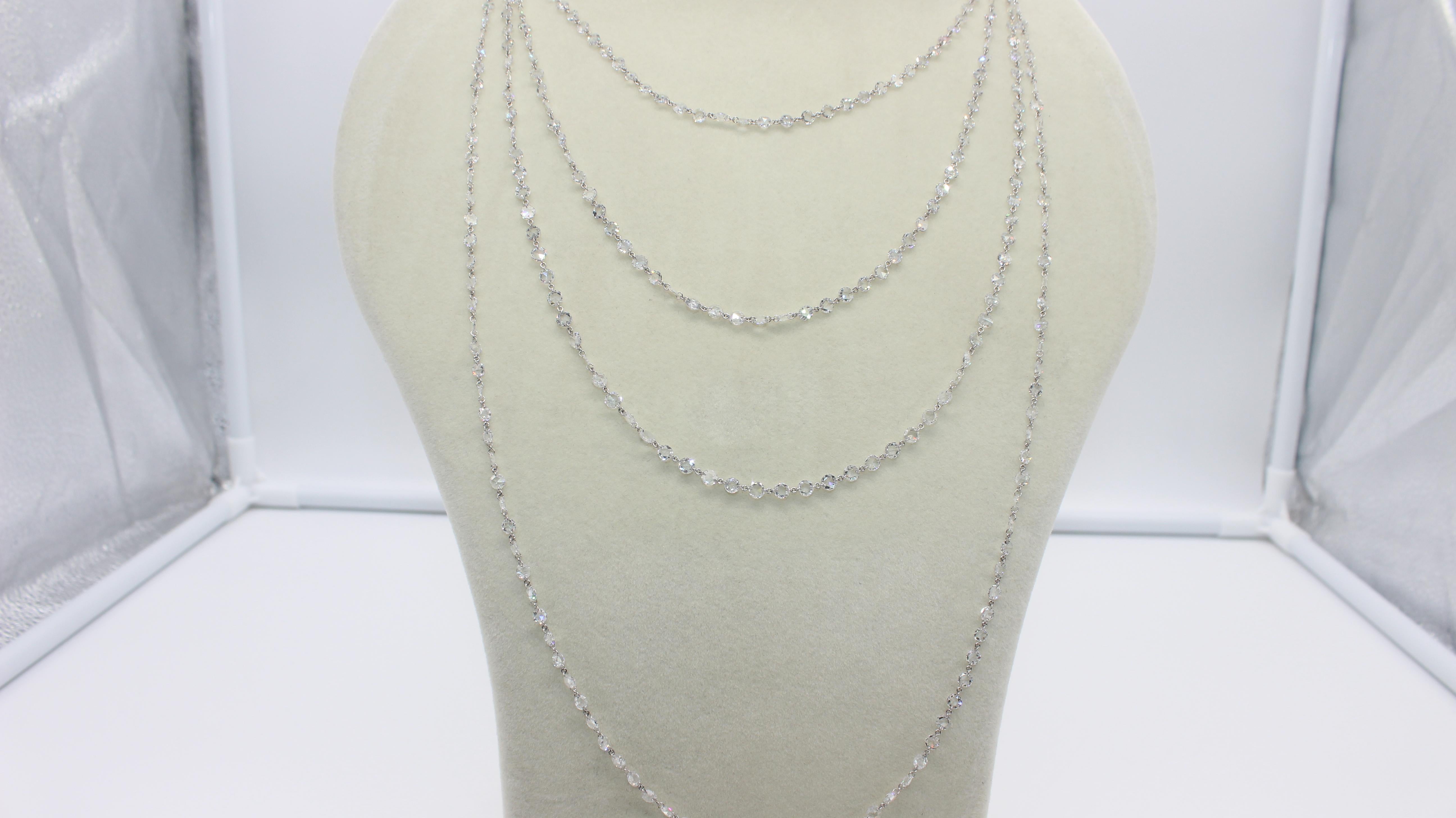 Women's or Men's PANIM 37.59cts Diamond Rosecut Chain Necklace For Sale