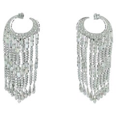 PANIM Diamond Baguette Waterfall Earrings set in 18K White Gold