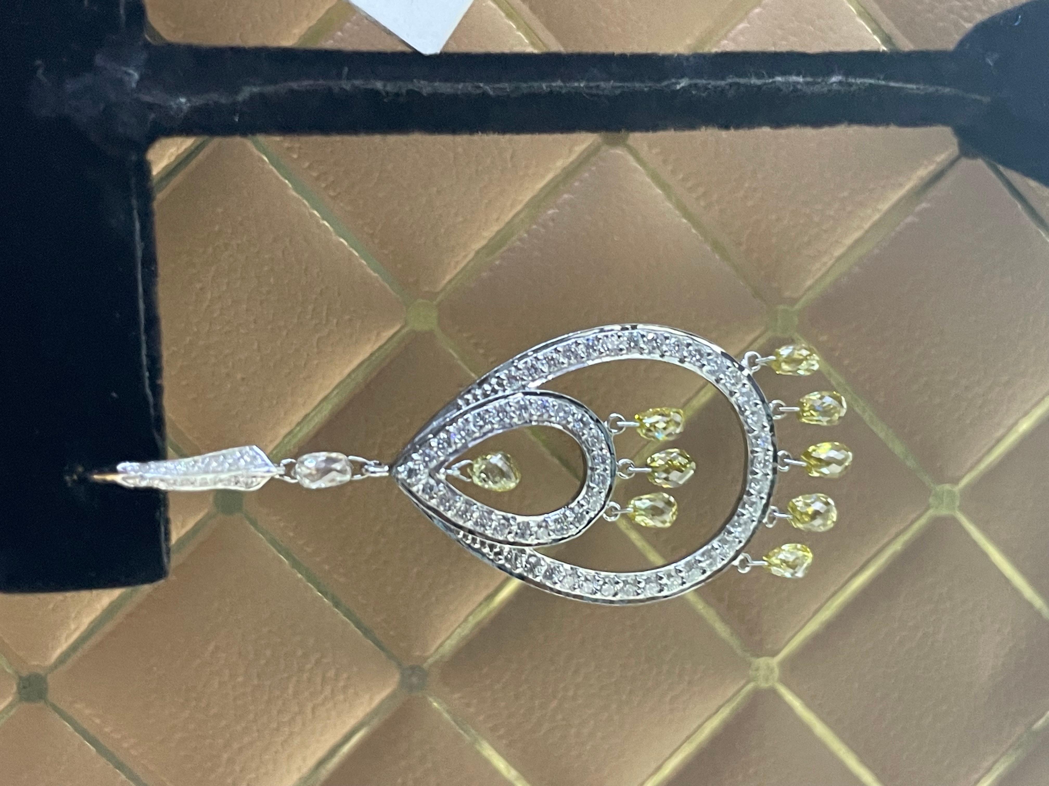 PANIM 9,49 Karat Ausgefallene Farbe Diamant- Briolette-Ohrringe aus 18 Karat Weißgold im Angebot 2