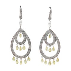 PANIM 9.49 Carat Fancy Color Diamond Briolette 18k White Gold Earrings