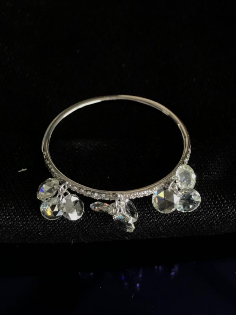 Rose Cut PANIM 9pcs Diamond Rosecut Dangling Ring 18 Karat Gold For Sale
