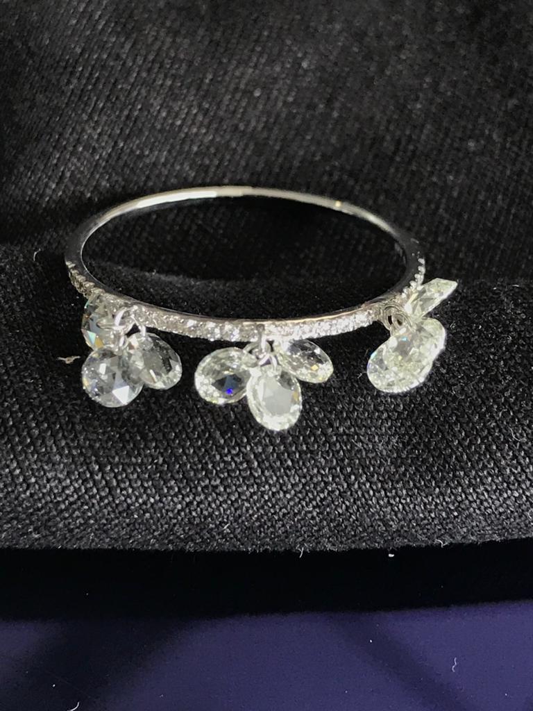 PANIM 9pcs Diamant Rosenschliff baumelnder Ring 18 Karat Gold im Angebot 1