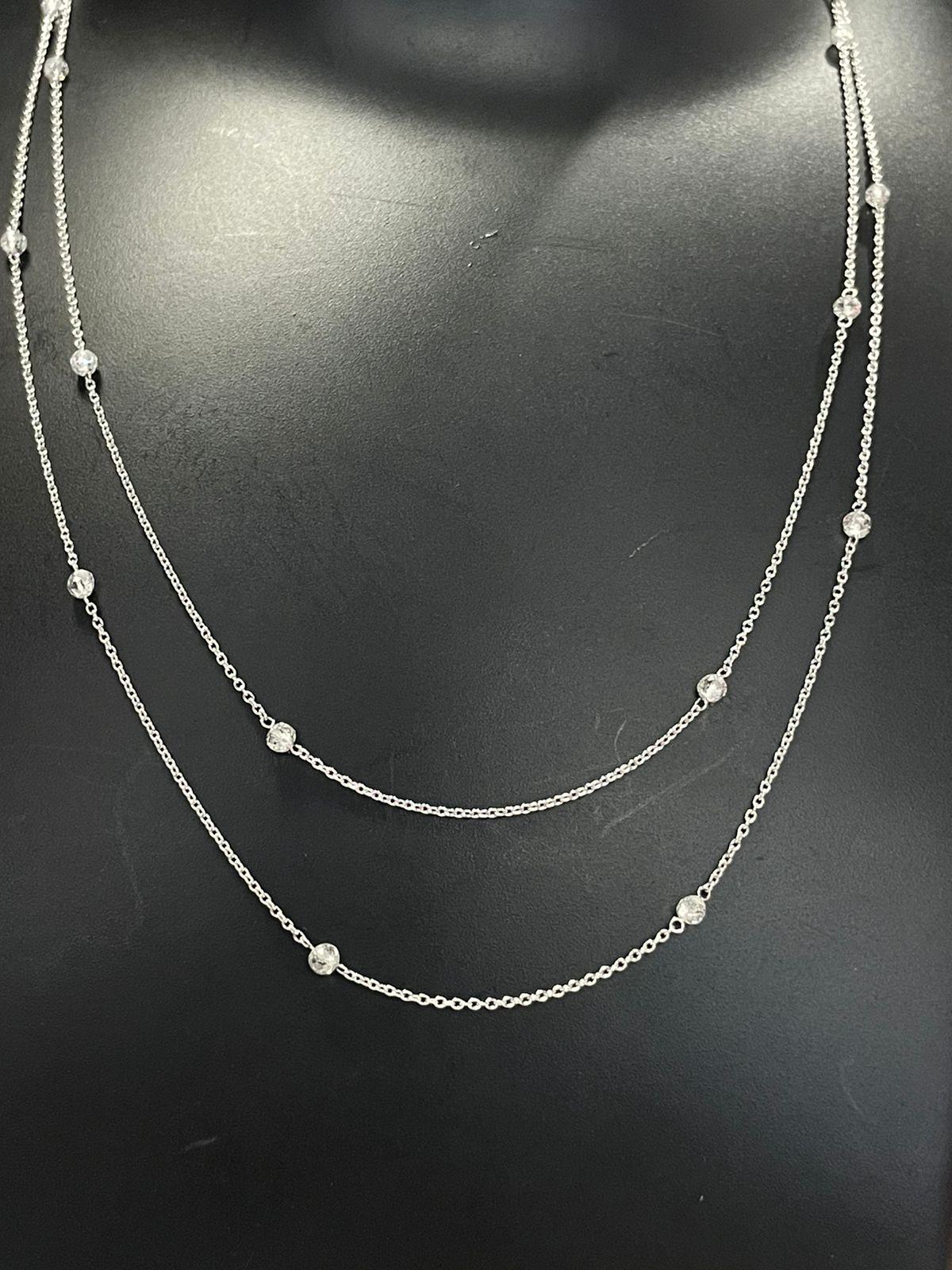 PANIM Beads Diamond 2 Layer Necklace in 18 Karat White Gold For Sale 3