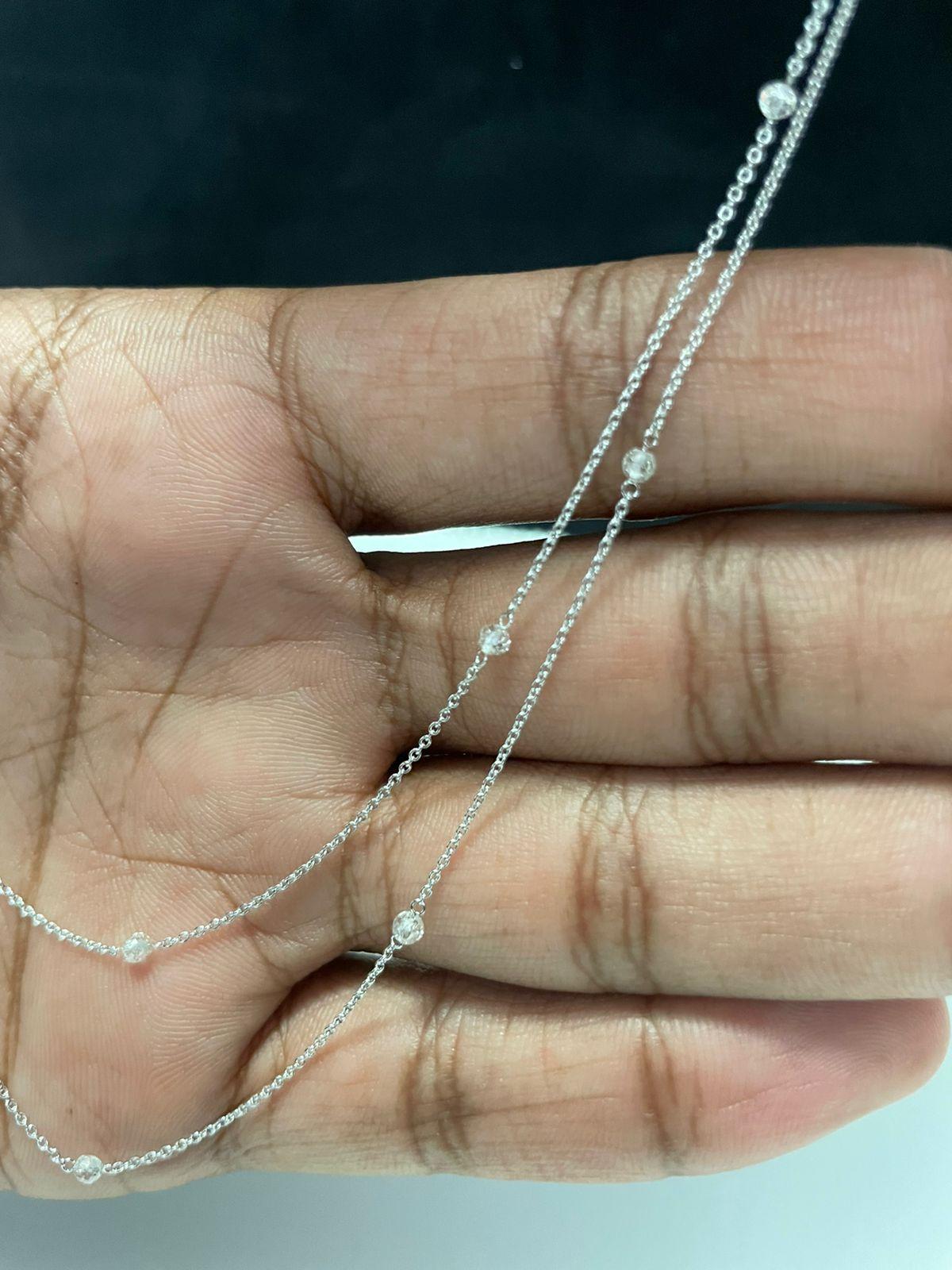 PANIM Beads Diamond 2 Layer Necklace in 18 Karat White Gold For Sale 4