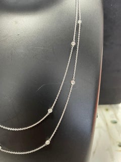 PANIM Beads Diamond 2 Layer Necklace in 18 Karat White Gold