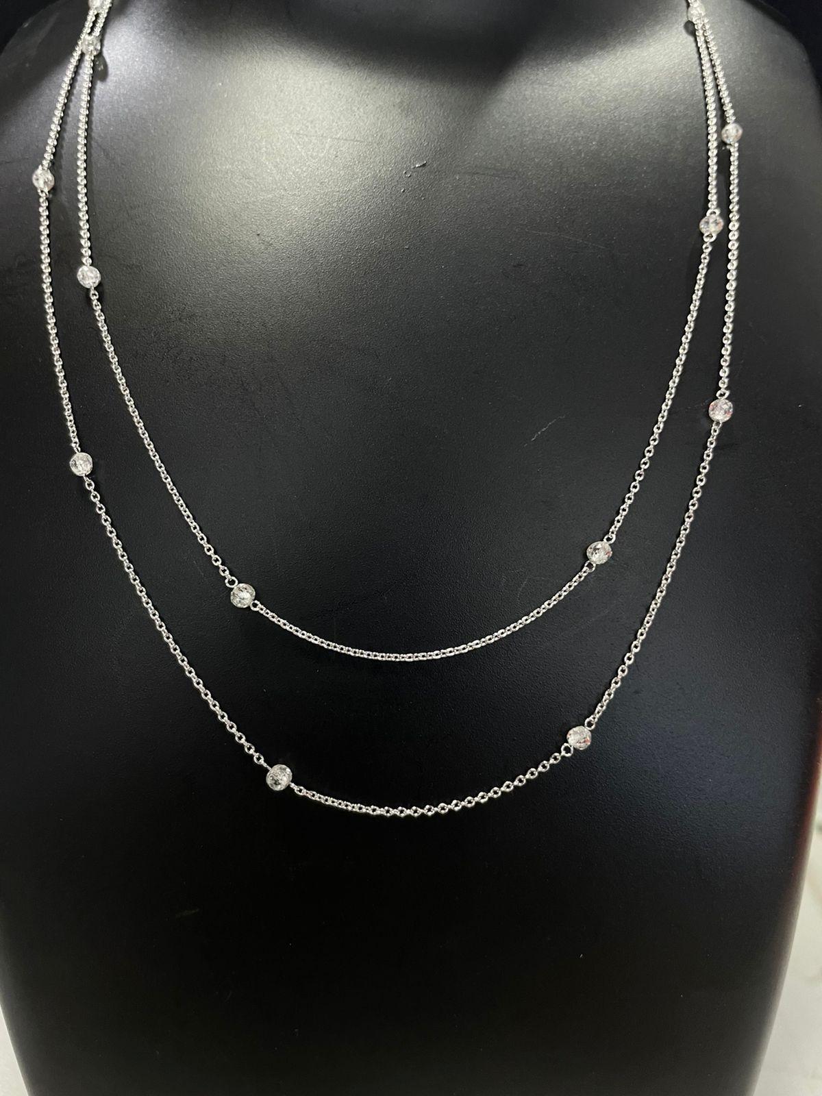 Modern PANIM Beads Diamond 2 Layer Necklace in 18 Karat White Gold For Sale