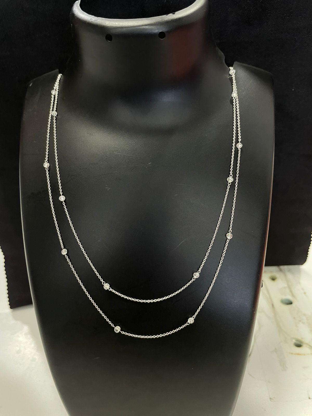 PANIM Beads Diamond 2 Layer Necklace in 18 Karat White Gold In New Condition For Sale In Tsim Sha Tsui, Hong Kong