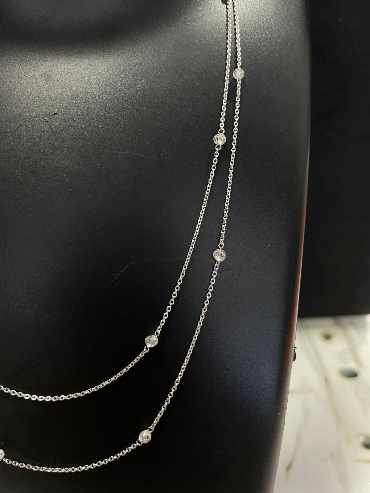 Women's PANIM Beads Diamond 2 Layer Necklace in 18 Karat White Gold For Sale