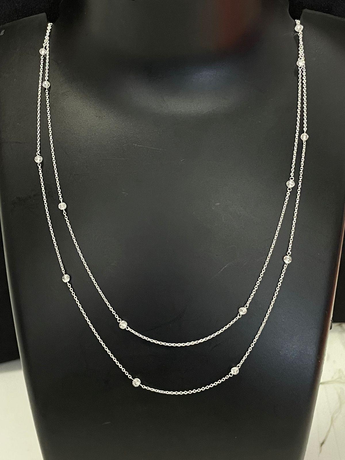 PANIM Beads Diamond 2 Layer Necklace in 18 Karat White Gold For Sale 1