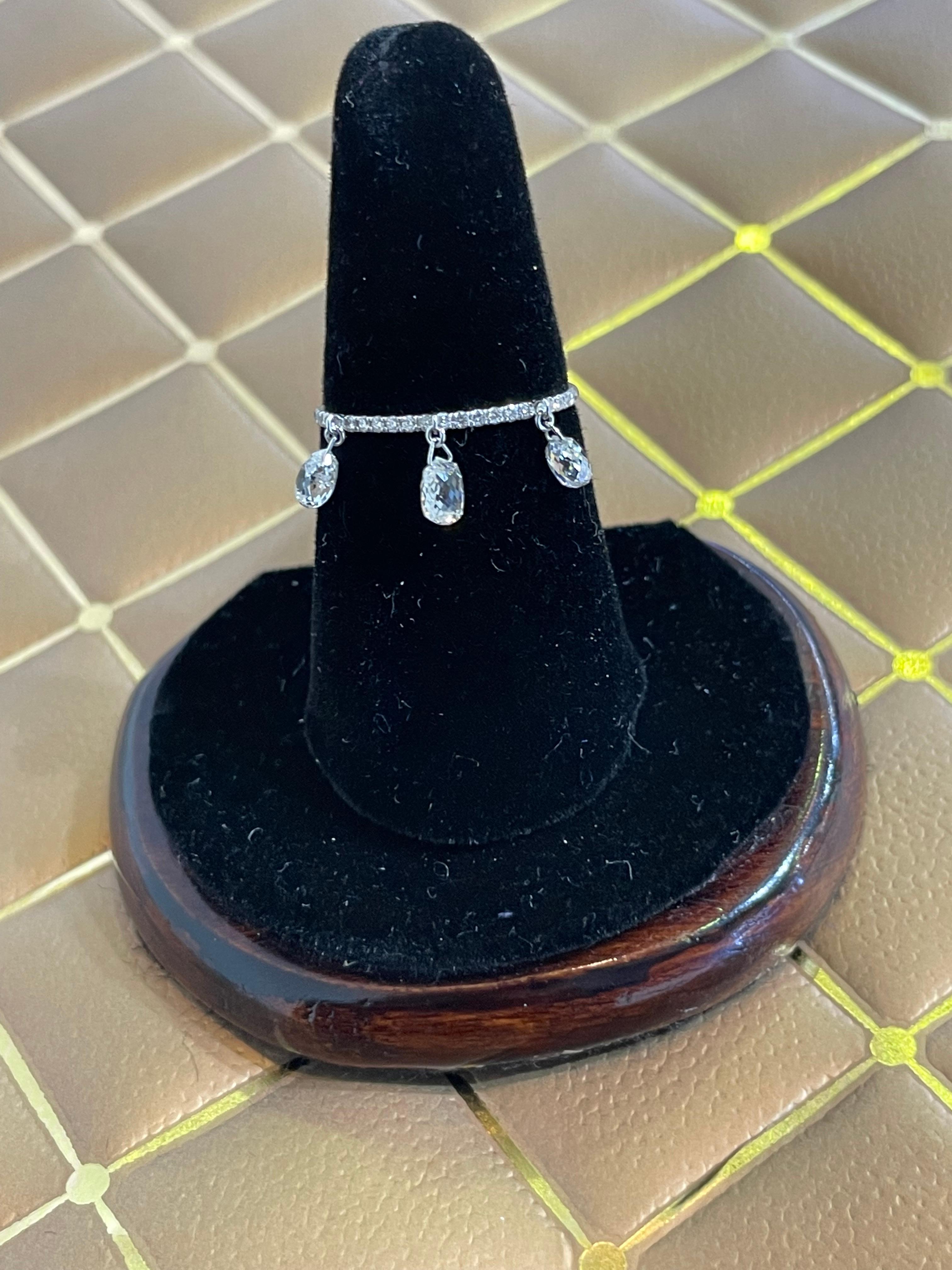 Modern PANIM Briolette Diamond 18K White Gold Dangling Ring For Sale