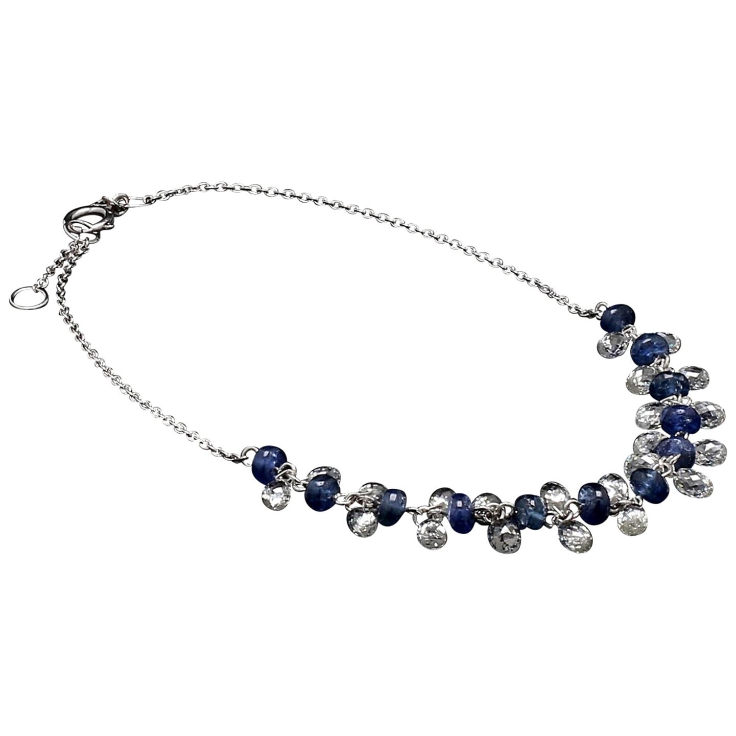 Braccialetto Panim con diamanti e zaffiri a briolette in oro bianco 18K