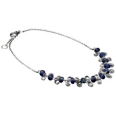 Panim Briolette Diamond and Sapphire 18K White Gold Dangling Bracelet