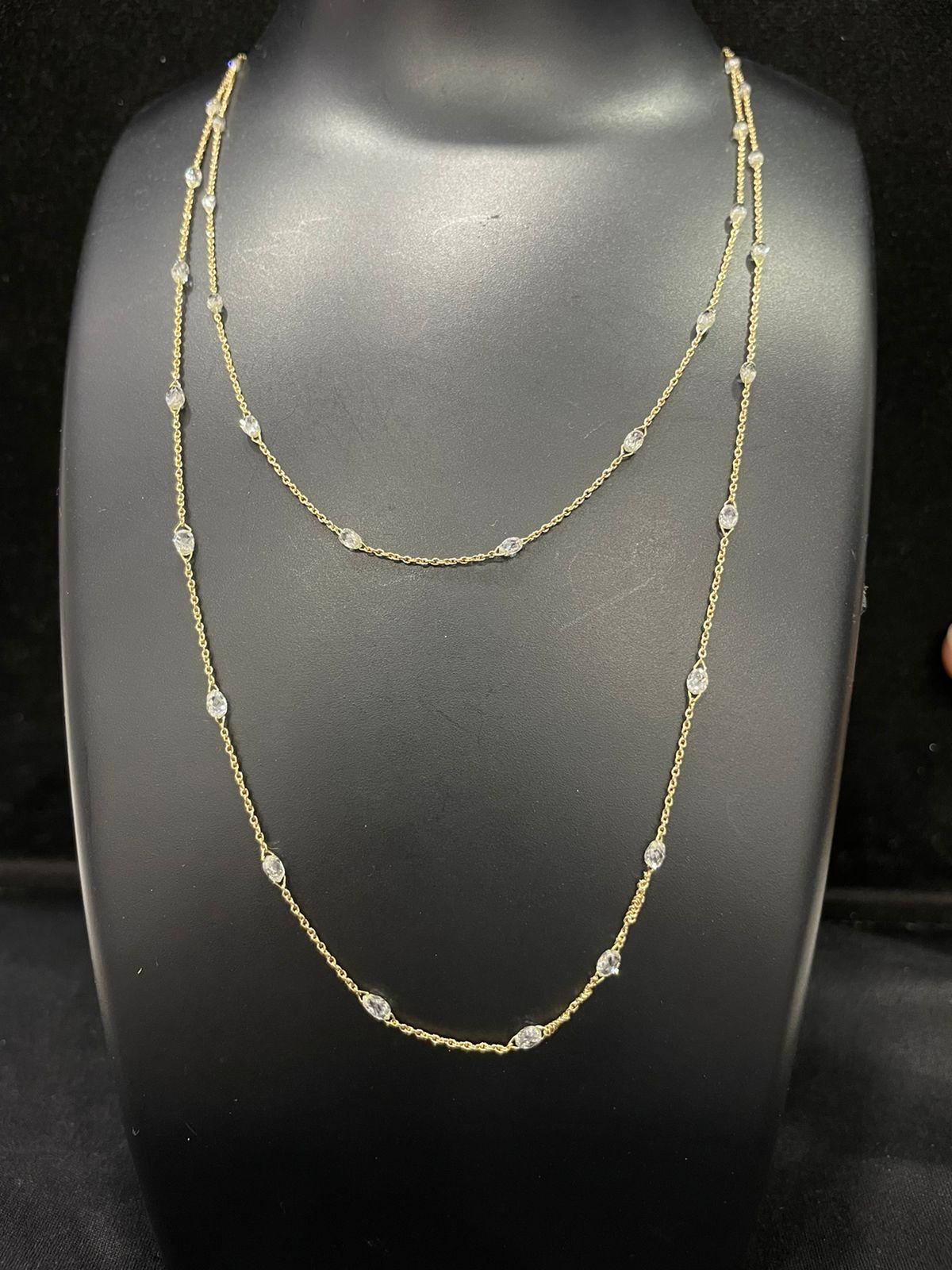 Modern PANIM Briolette Diamond Circles Necklace in 18 Karat Gold For Sale