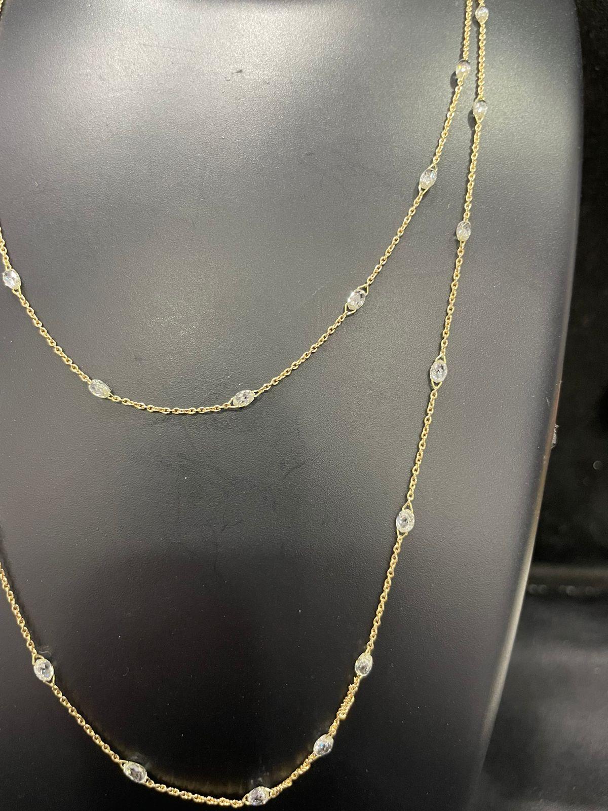 Briolette Cut PANIM Briolette Diamond Circles Necklace in 18 Karat Gold For Sale