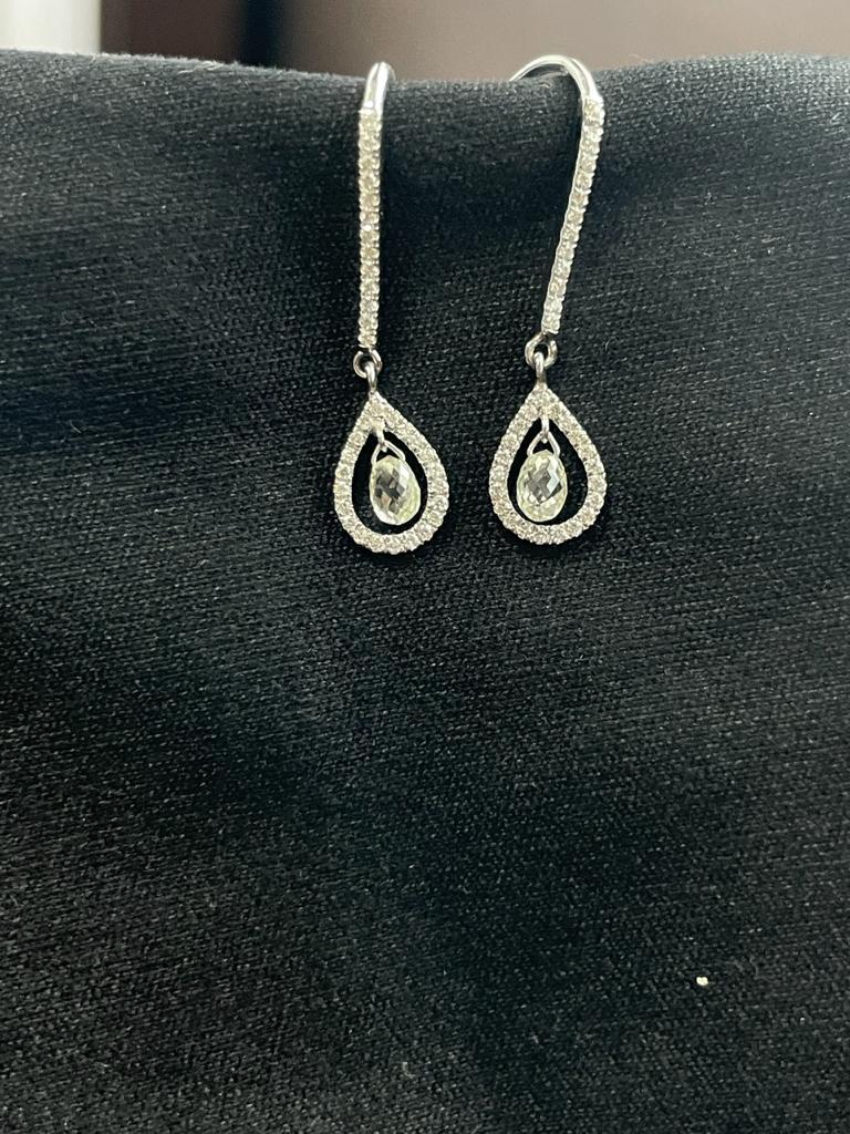 PANIM Briolettes Diamond 18 Karat White Gold Earrings For Sale 2