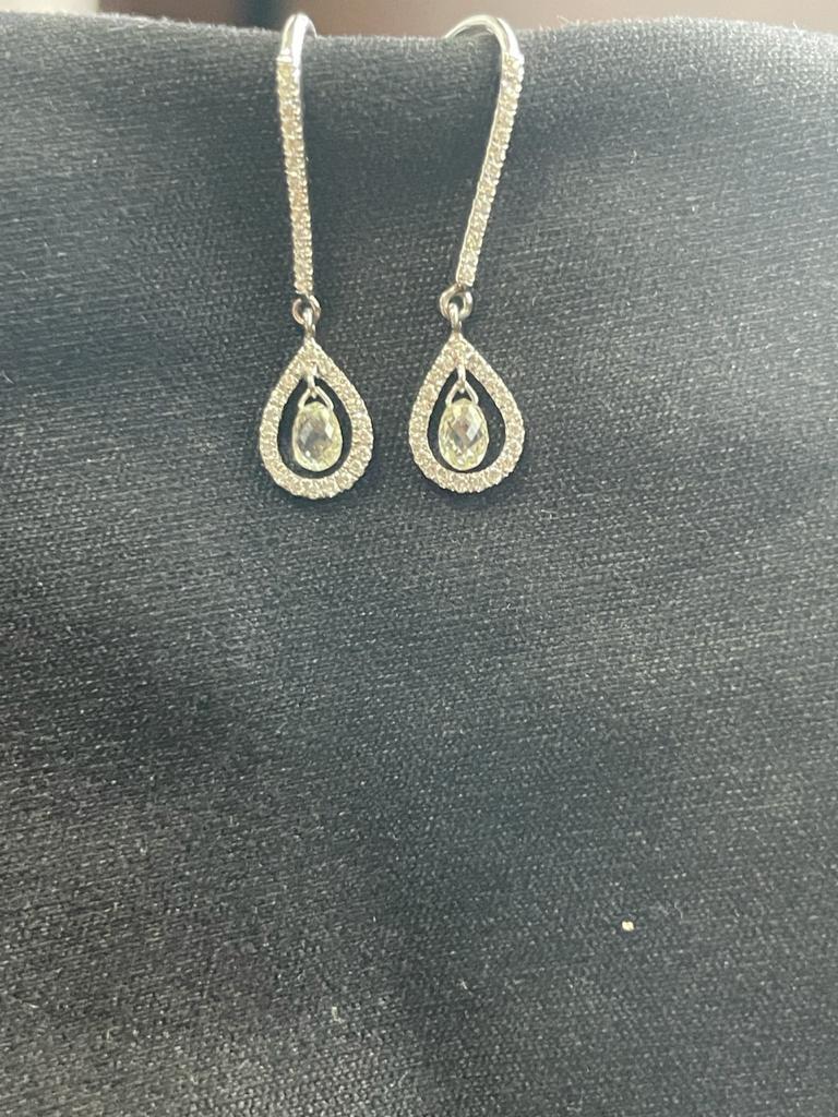 PANIM Briolettes Diamond 18 Karat White Gold Earrings For Sale 3