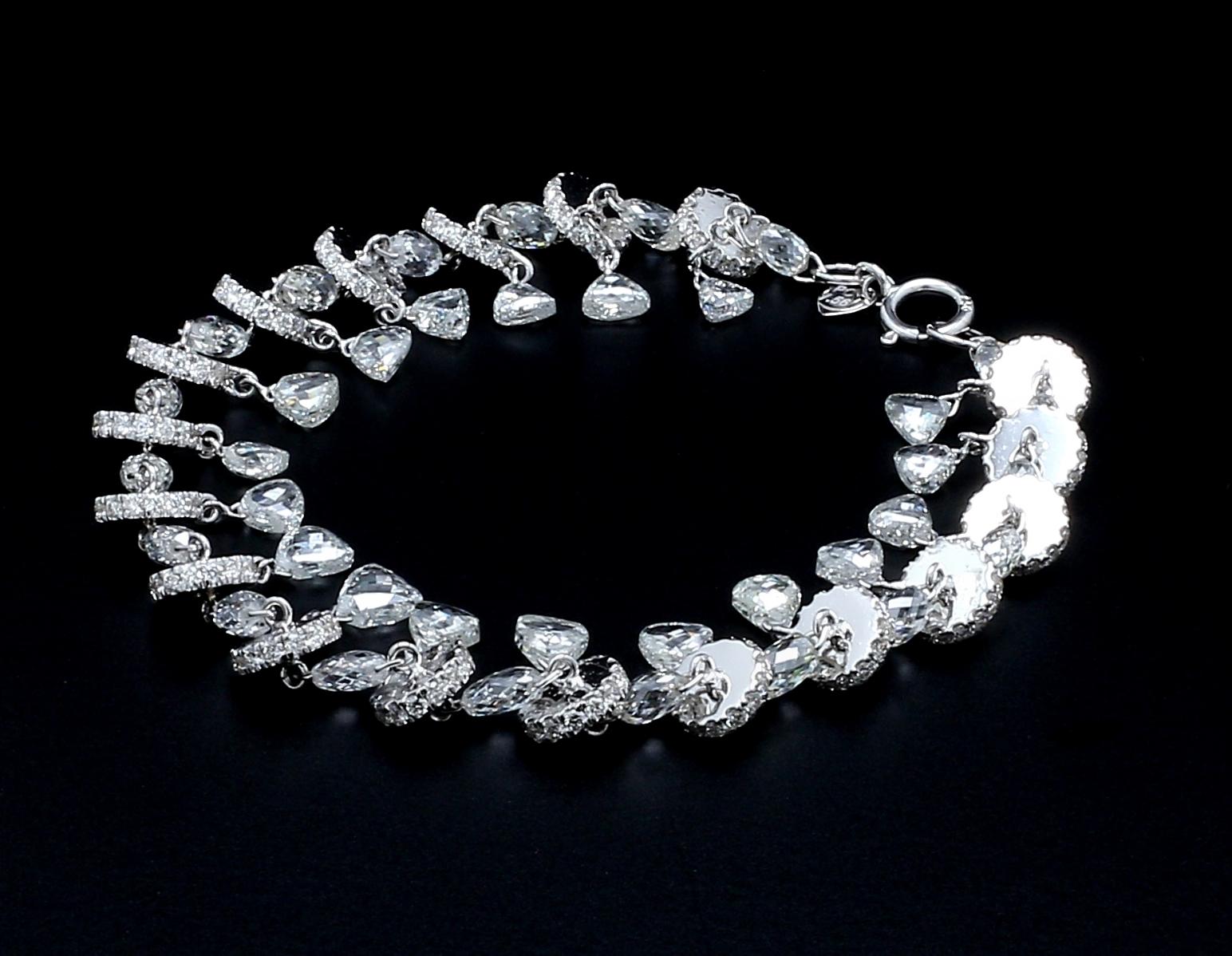 Briolette Cut PANIM Briolette&Taviz Diamond Bracelet 18 Karat White Gold For Sale