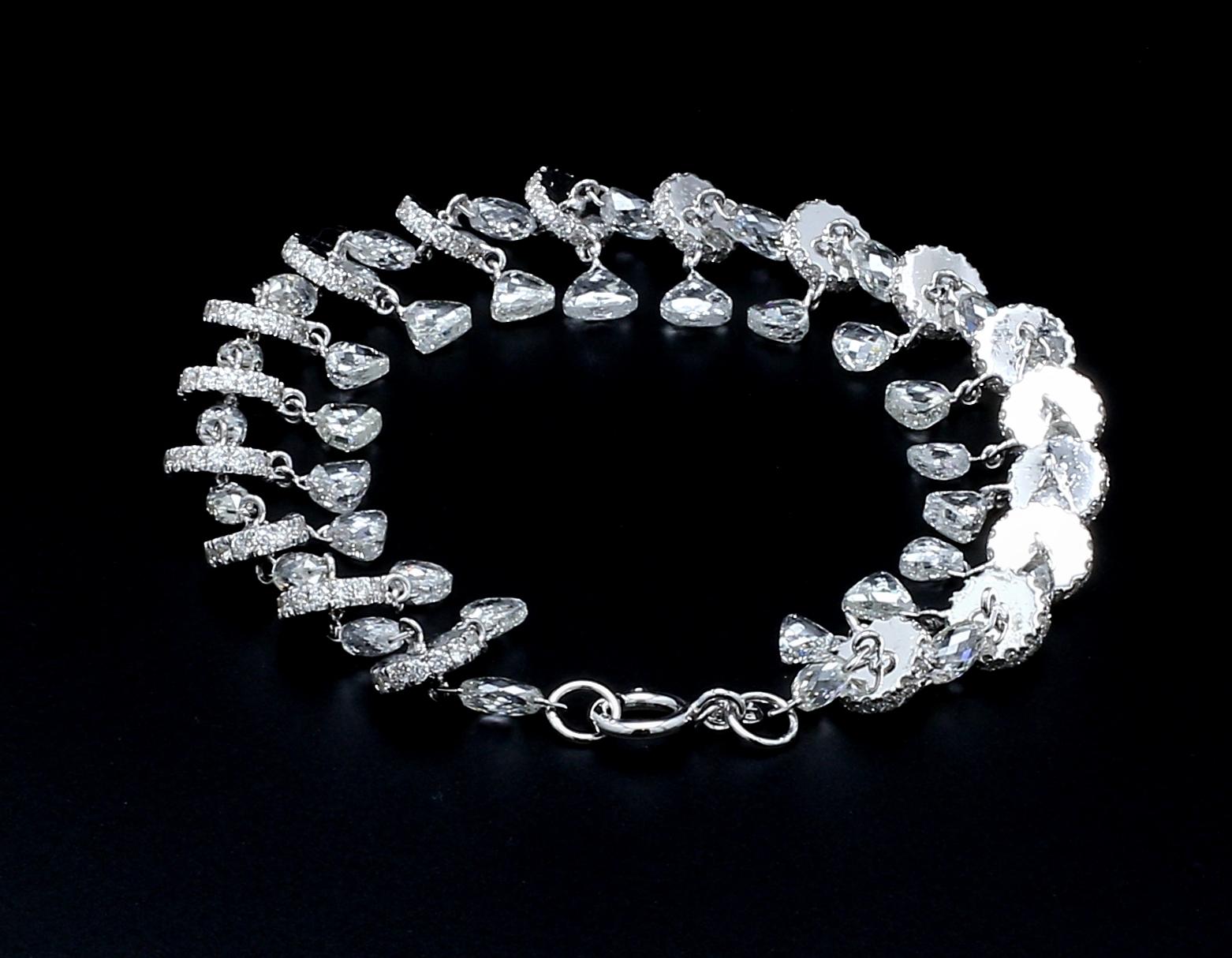 Women's PANIM Briolette&Taviz Diamond Bracelet 18 Karat White Gold For Sale