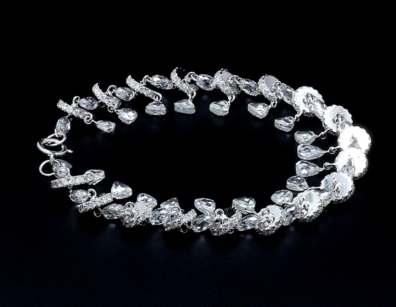 PANIM Briolette&Taviz Diamond Bracelet 18 Karat White Gold For Sale 1