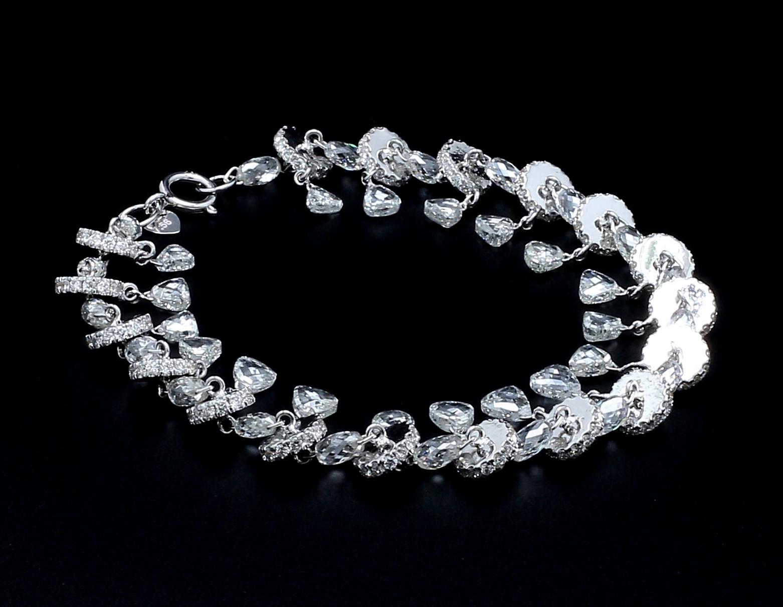 PANIM Briolette&Taviz Diamond Bracelet 18 Karat White Gold For Sale 2