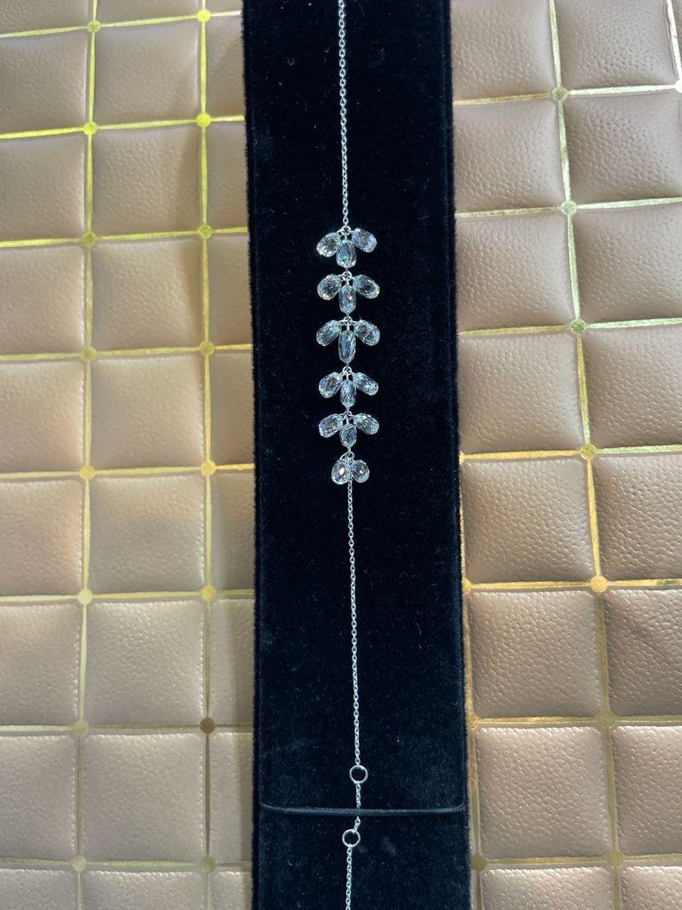 Briolette Cut PANIM Briolette Flower Diamond Bracelet 18 Karat White Gold For Sale