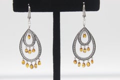 PANIM Champage Briolettes Diamond Dangler Earrings 18 Karat White Gold