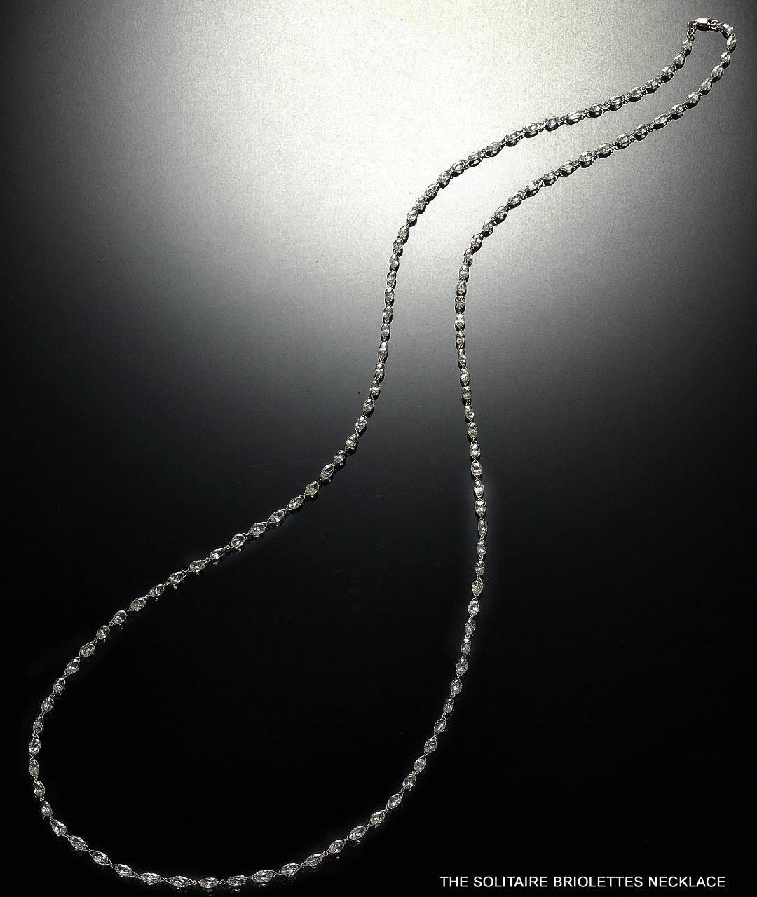 Modern PANIM Classic Diamond Briolette 14.64 Cts 18k White Gold Necklace For Sale