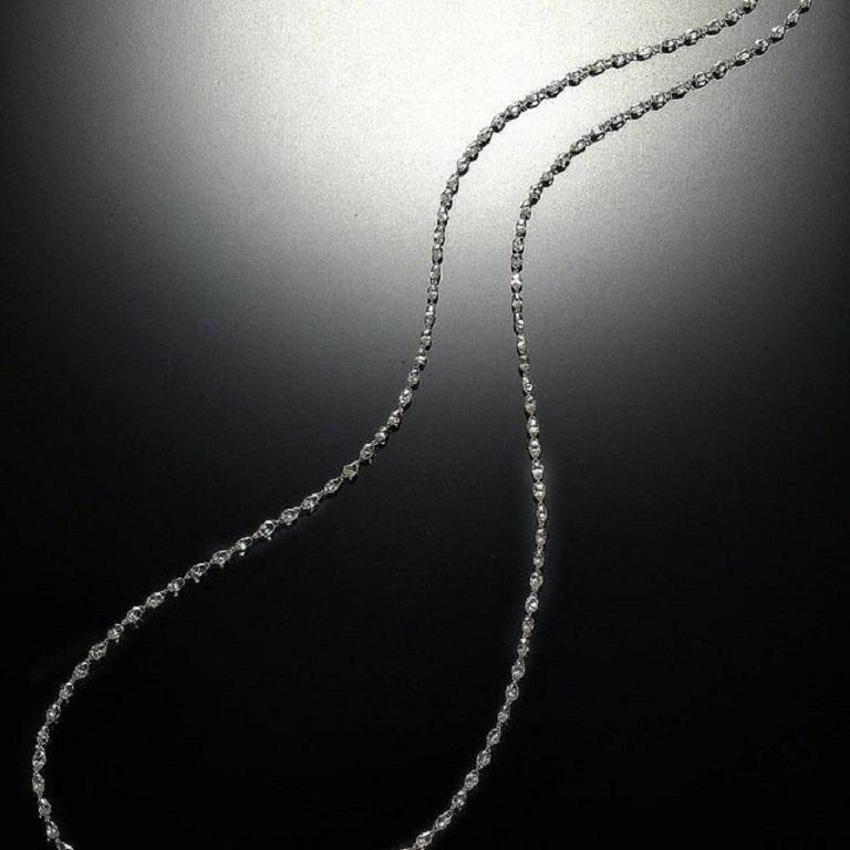 Briolette Cut PANIM Classic Diamond Briolette 14.64 Cts 18k White Gold Necklace For Sale
