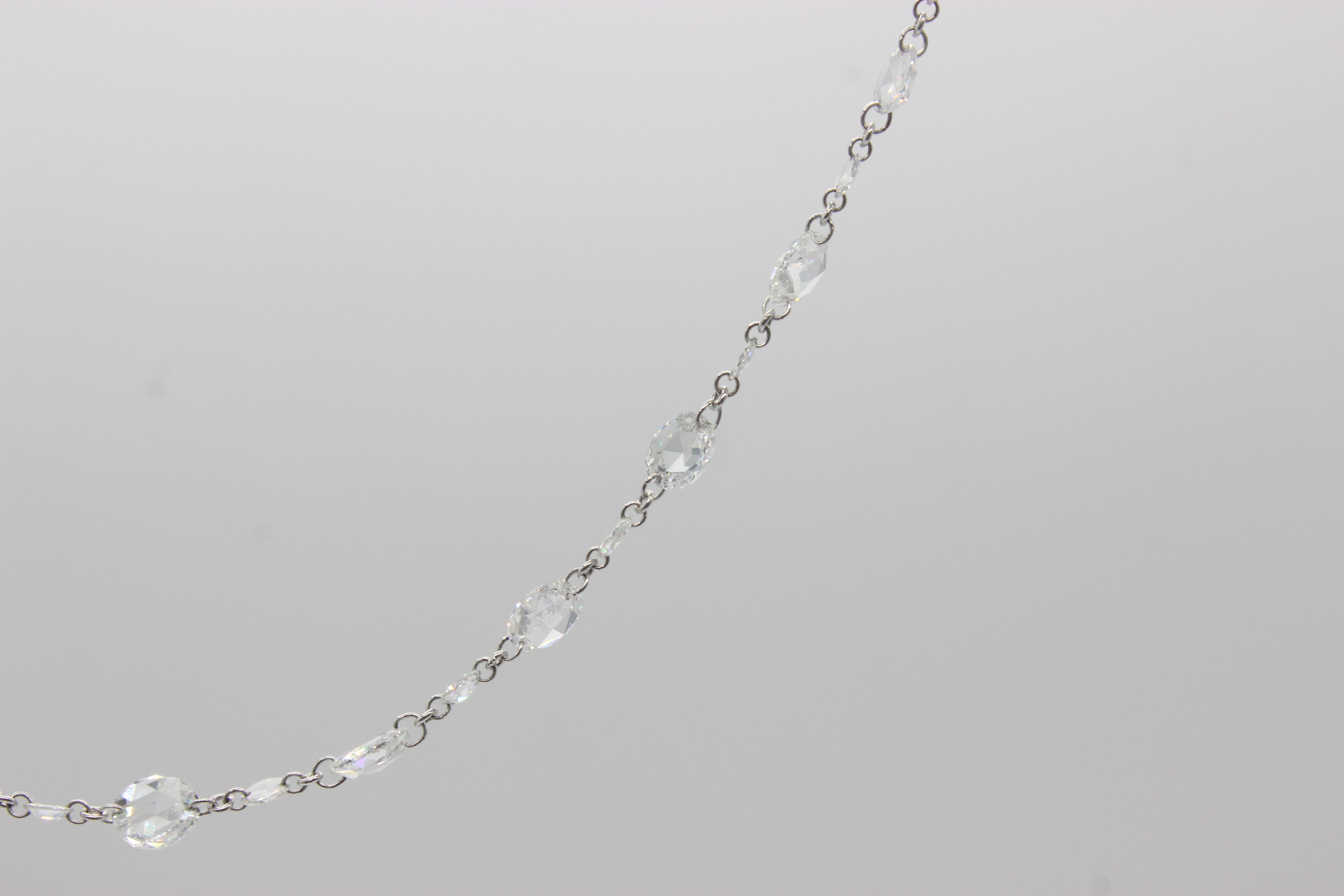 PANIM Classic Diamond Rosecut 18k White Gold Choker Link Necklace For Sale 5