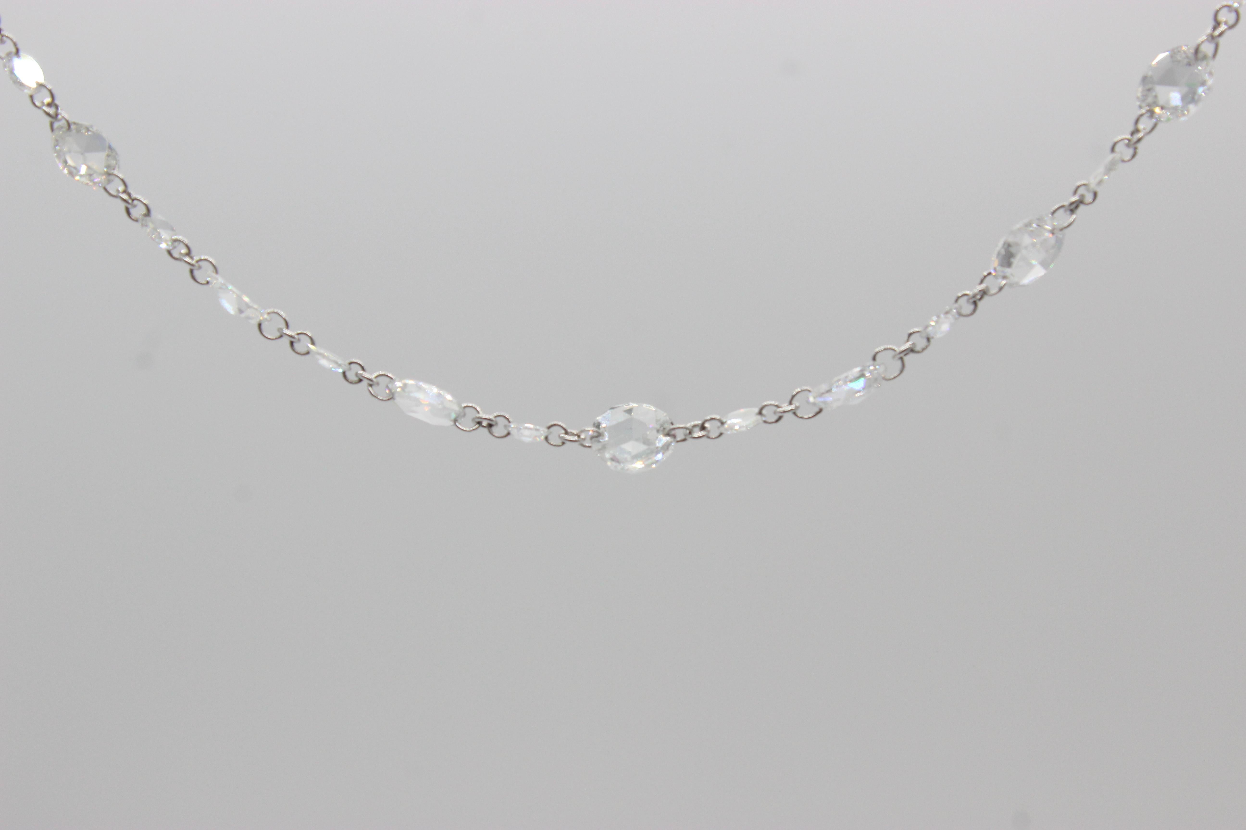 PANIM Classic Diamond Rosecut 18k White Gold Choker Link Necklace For Sale 6