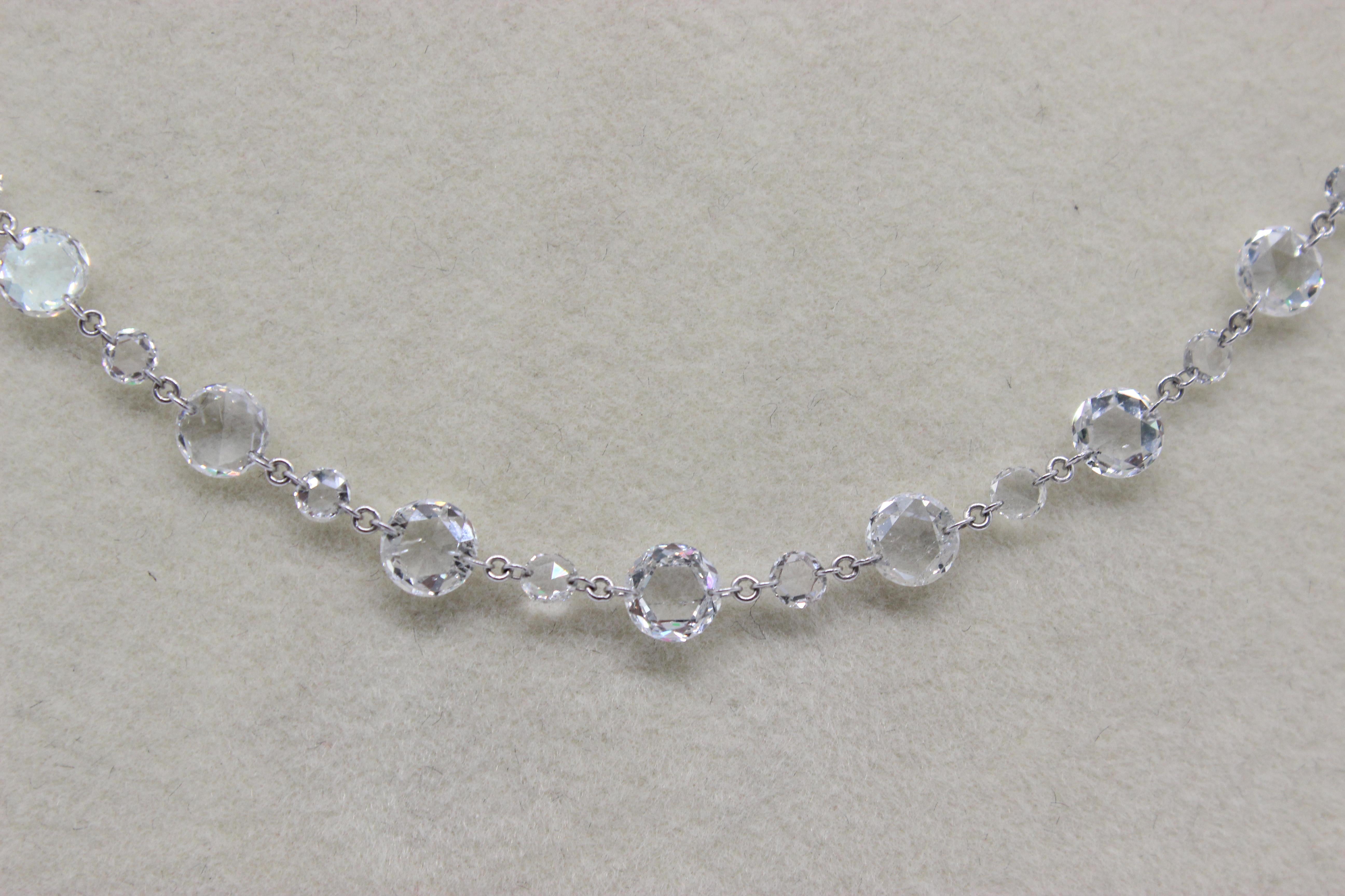 PANIM  Classic Diamond Rosecut 18k White Gold Choker Link Necklace

Stunning & Classic Panim diamond rosecut necklace made of 18kt white gold, with links made of nearly invisible 18kt white gold. The diamond rosecuts weigh about 9 carats. This