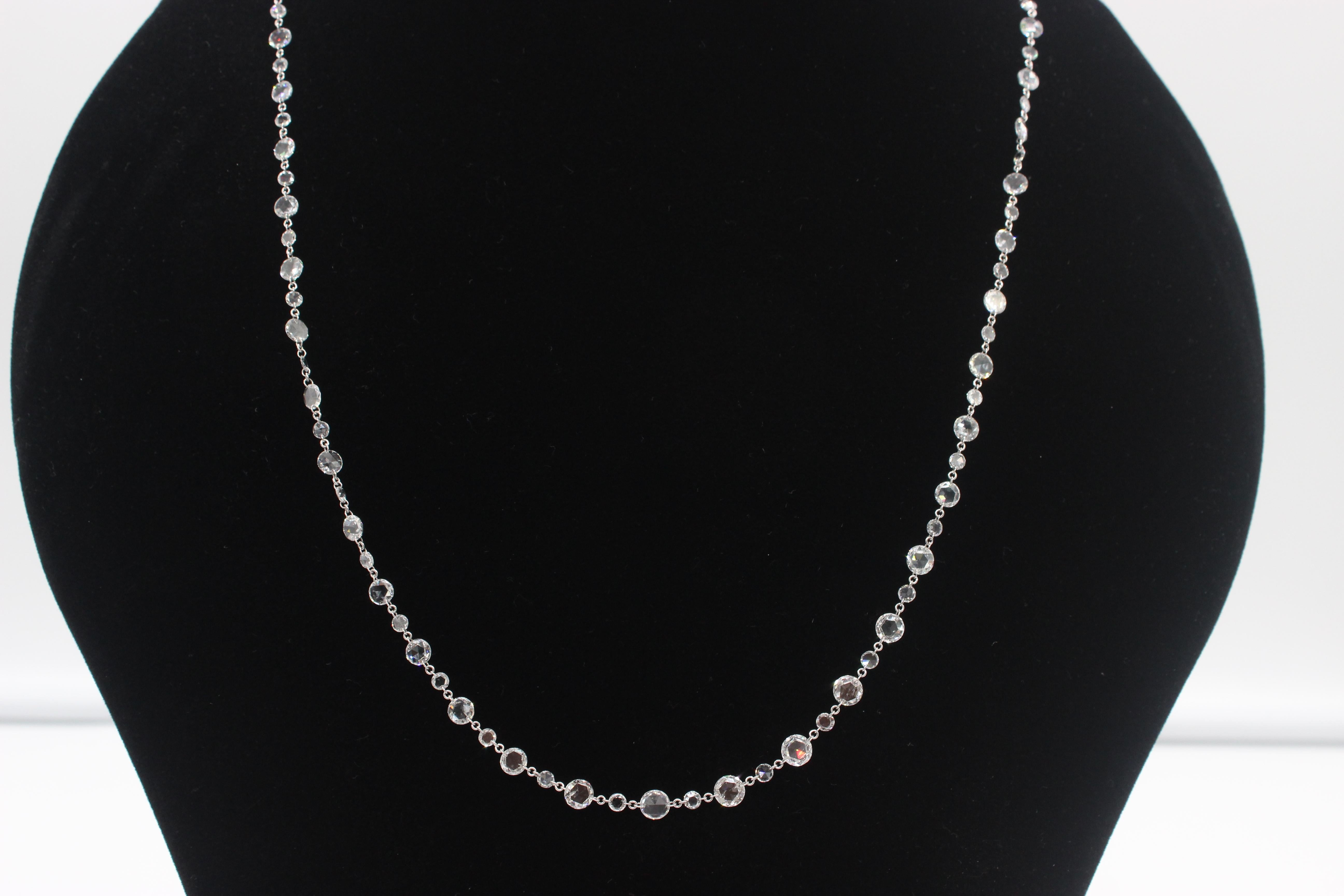 PANIM Klassische Diamant-Halskette aus 18 Karat Weißgold mit Diamanten im Rosenschliff für Damen oder Herren im Angebot