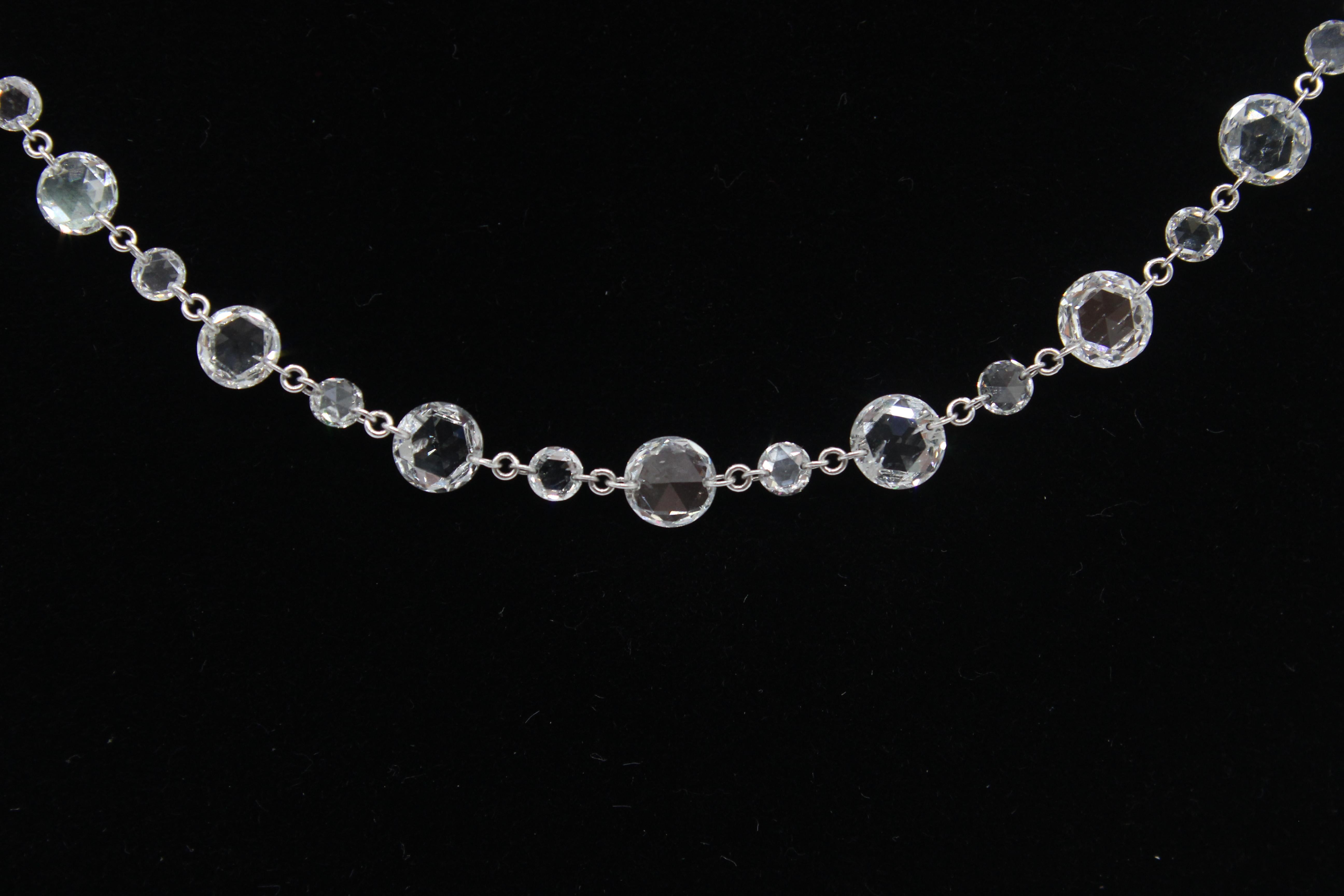 Women's or Men's PANIM Classic Diamond Rosecut 18k White Gold Choker Link Necklace For Sale