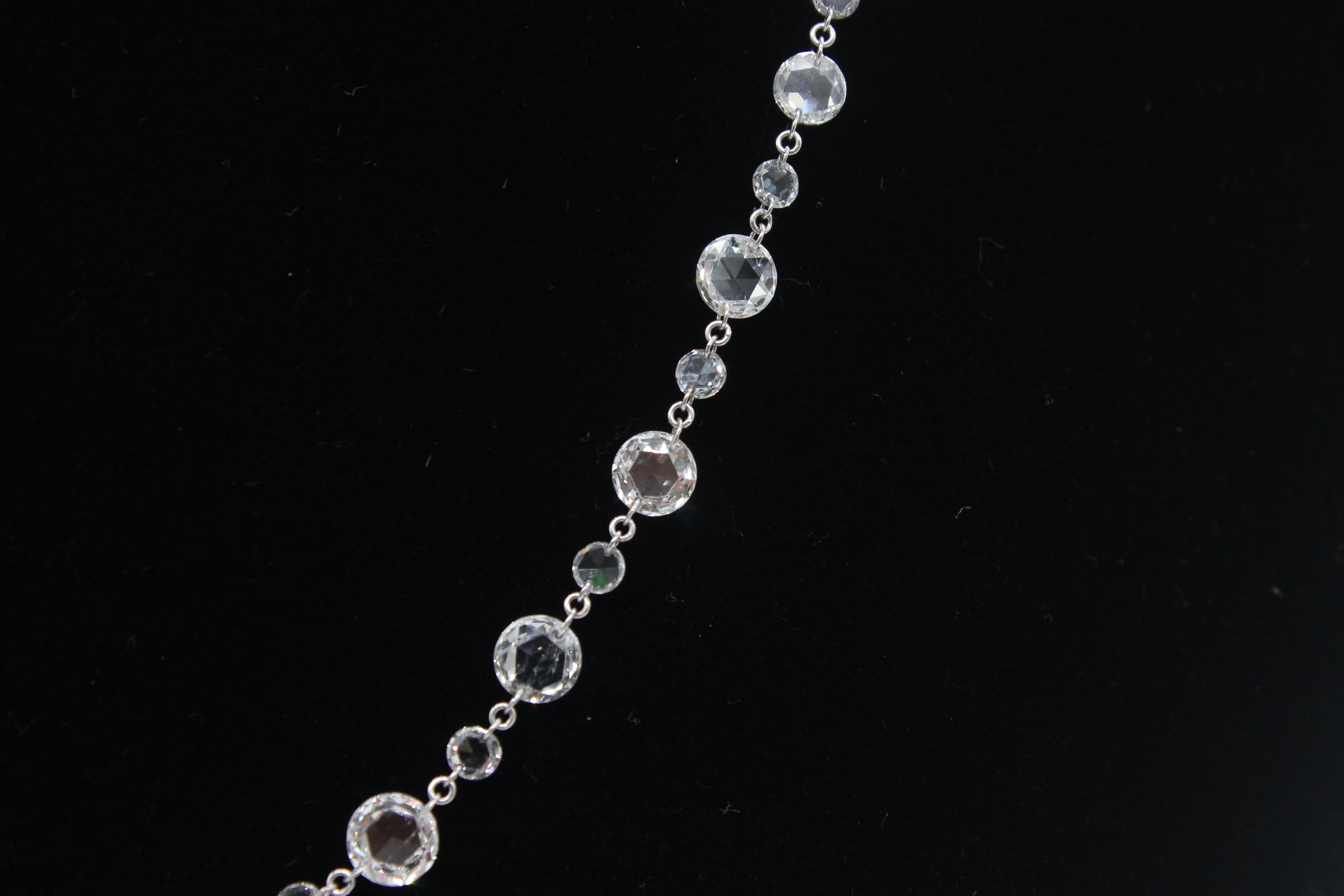 PANIM Klassische Diamant-Halskette aus 18 Karat Weißgold mit Diamanten im Rosenschliff im Angebot 2