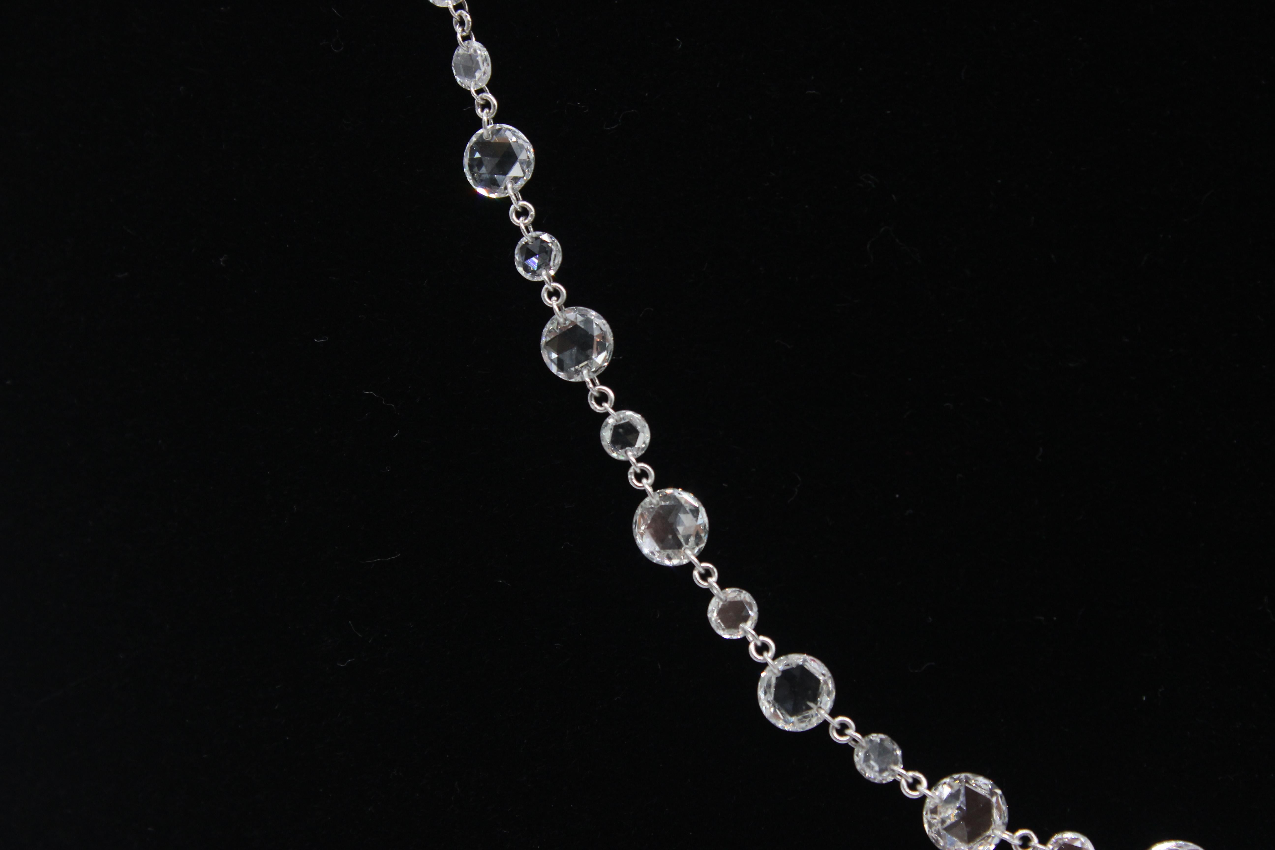 PANIM Classic Diamond Rosecut 18k White Gold Choker Link Necklace For Sale 2