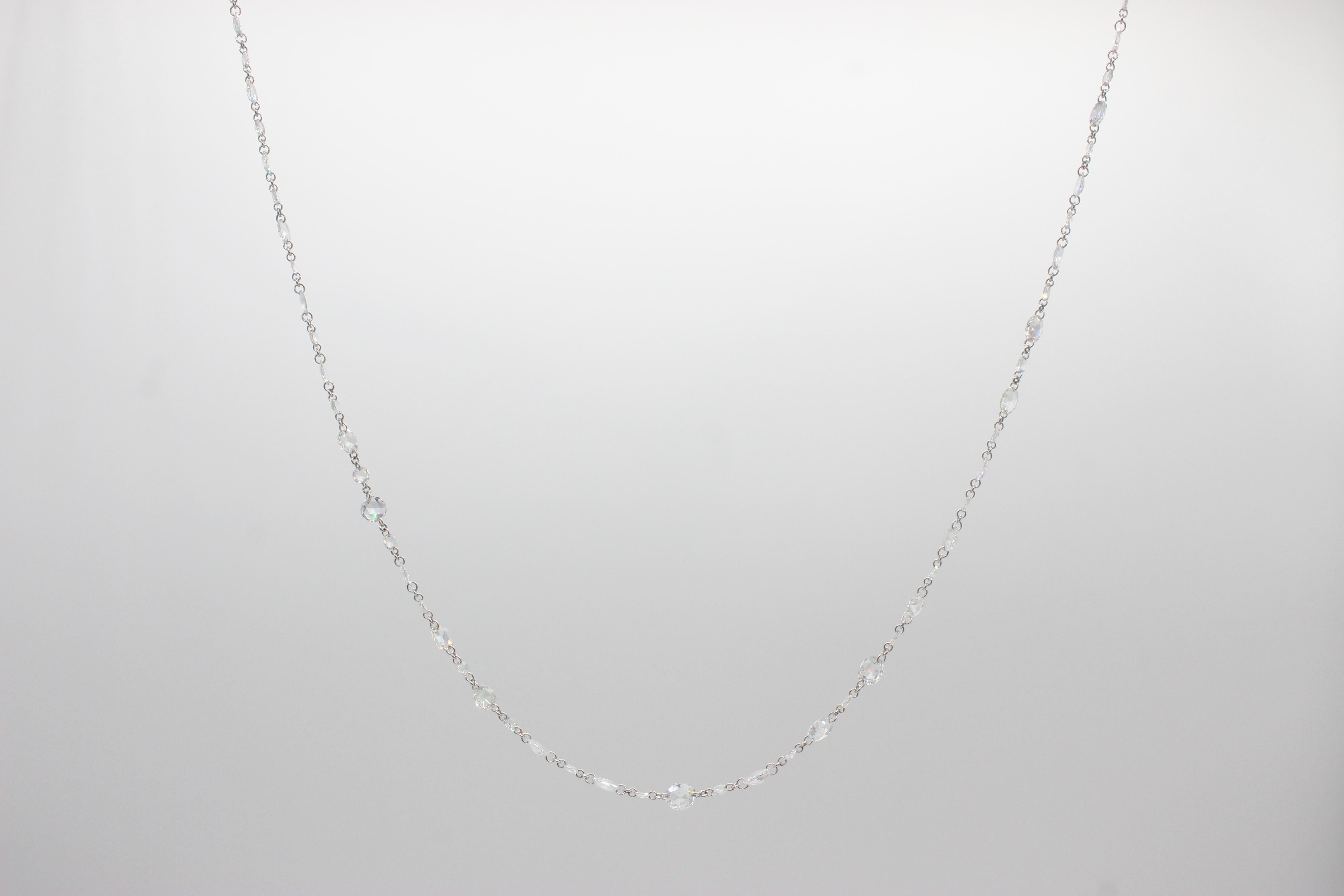 PANIM Classic Diamond Rosecut 18k White Gold Choker Link Necklace For Sale 3
