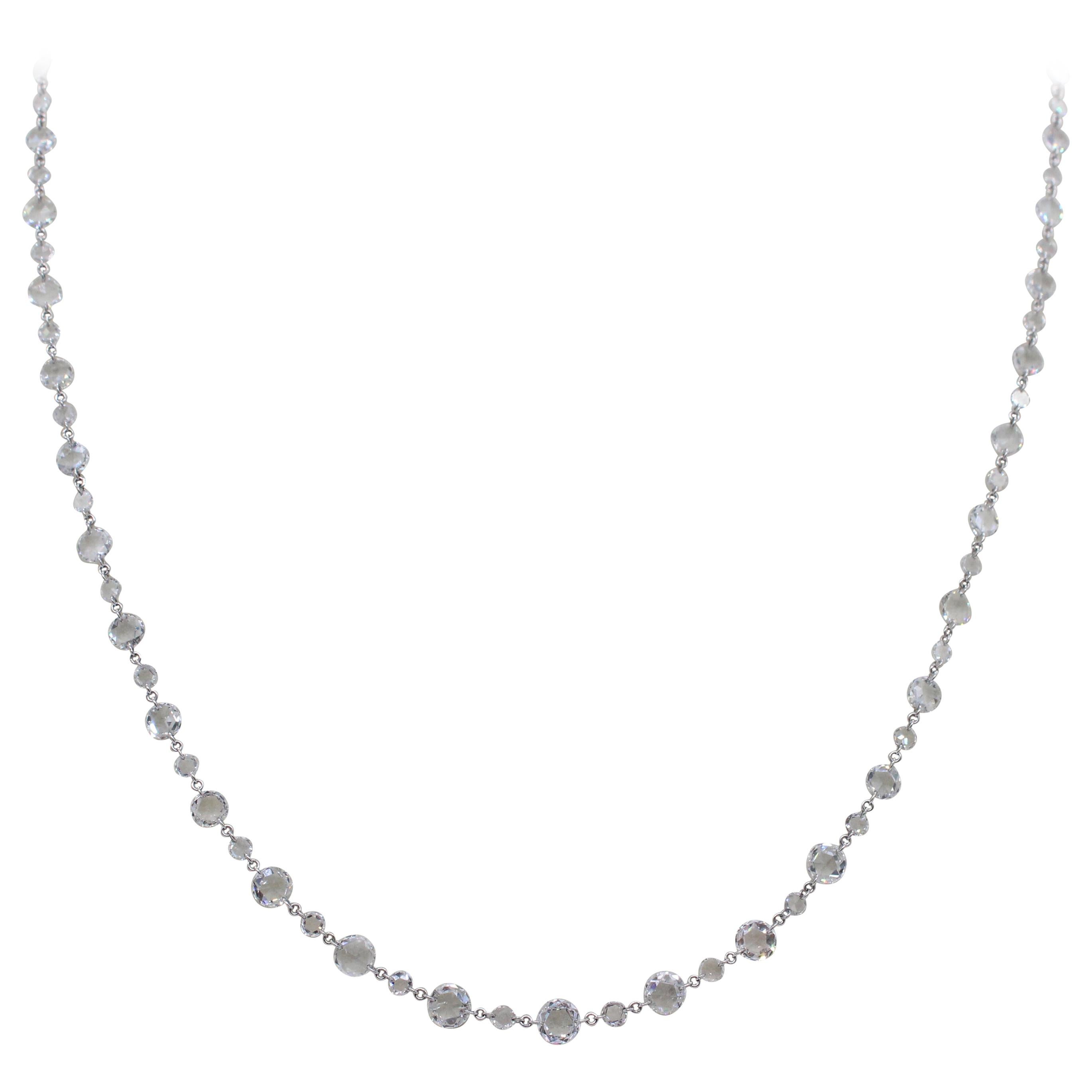 PANIM Klassische Diamant-Halskette aus 18 Karat Weißgold mit Diamanten im Rosenschliff im Angebot