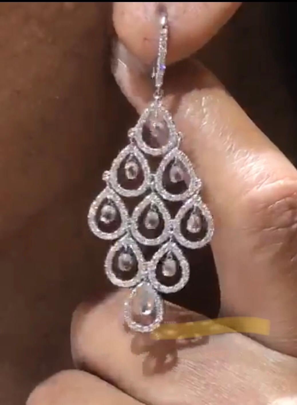 PANIM Cocktail Diamond Dangling Earrings 18 Karat White Gold, 6.23cts For Sale 3