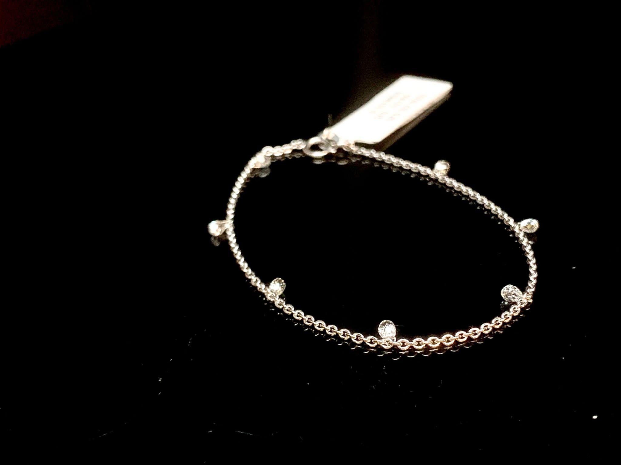 Women's PANIM Dangling Rosecut Diamond Bracelet 18 Karat White Gold For Sale