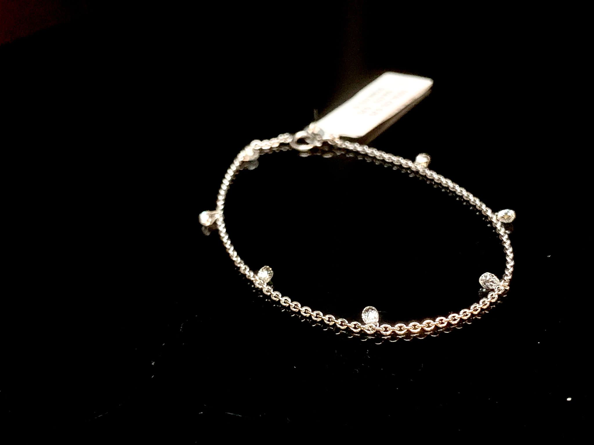 PANIM Dangling Rosecut Diamond Bracelet 18 Karat White Gold For Sale