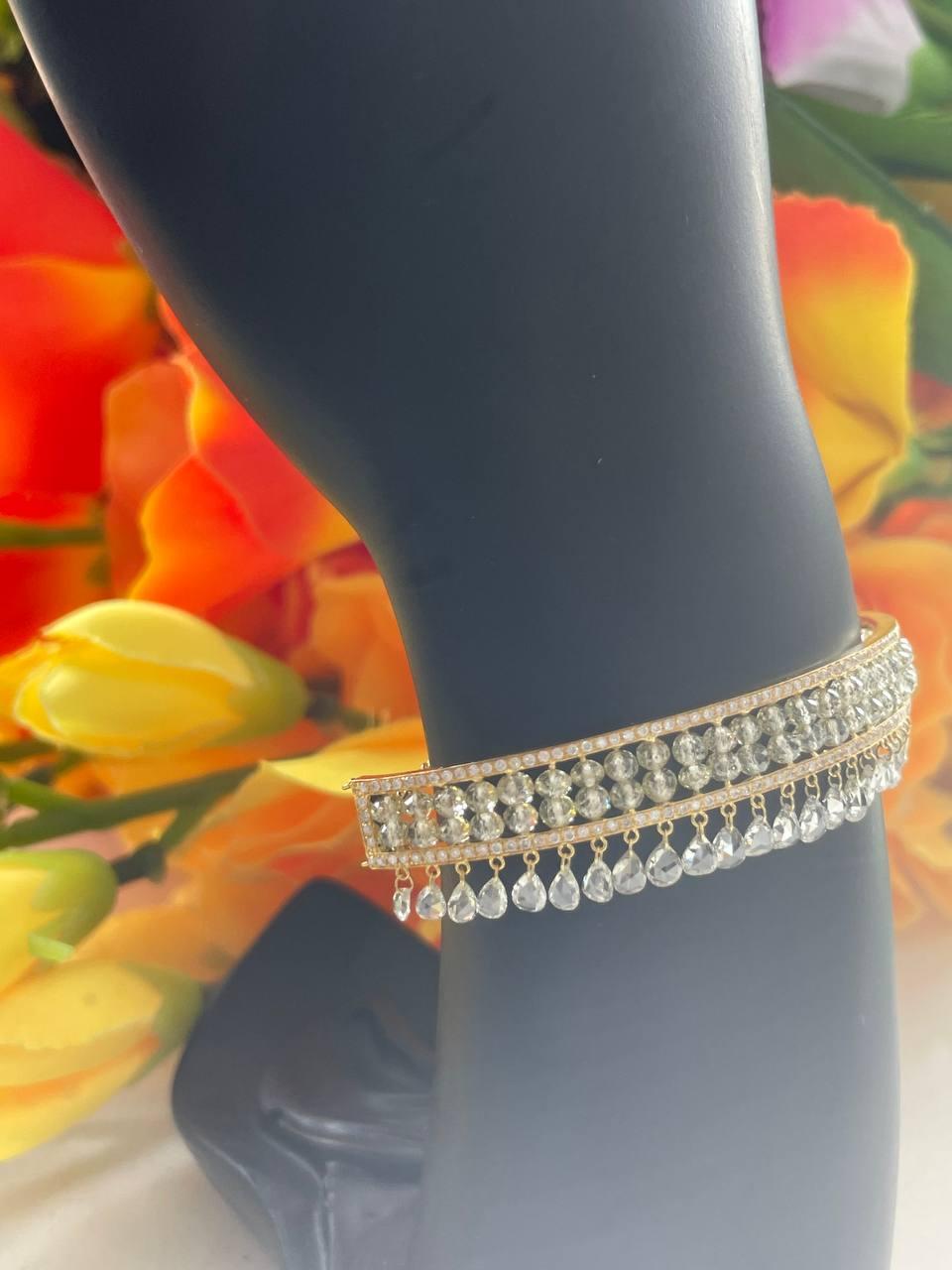 PANIM Diamond Beads & Rosecut Bracelet in 18 Karat Yellow Gold For Sale 4