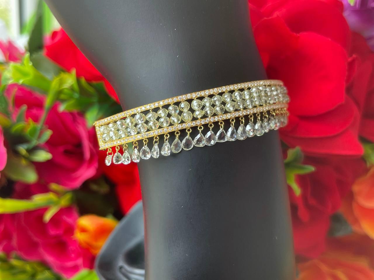 PANIM Diamond Beads & Rosecut Bracelet in 18 Karat Yellow Gold For Sale 6