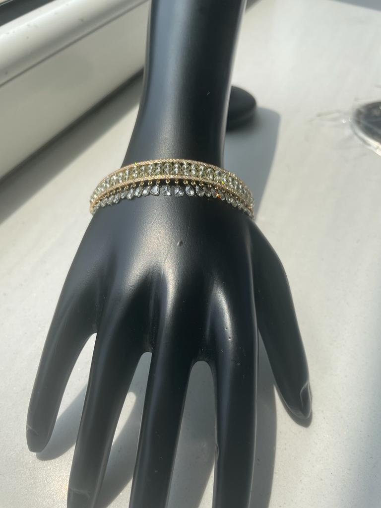 PANIM Diamond Beads & Rosecut Bracelet in 18 Karat Yellow Gold For Sale 2