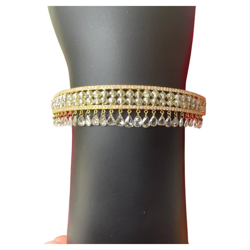 PANIM Diamond Beads & Rosecut Bracelet in 18 Karat Yellow Gold For Sale