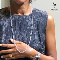 PANIM  Diamond Briolette 100 cts Floral link 18k White Gold Necklace